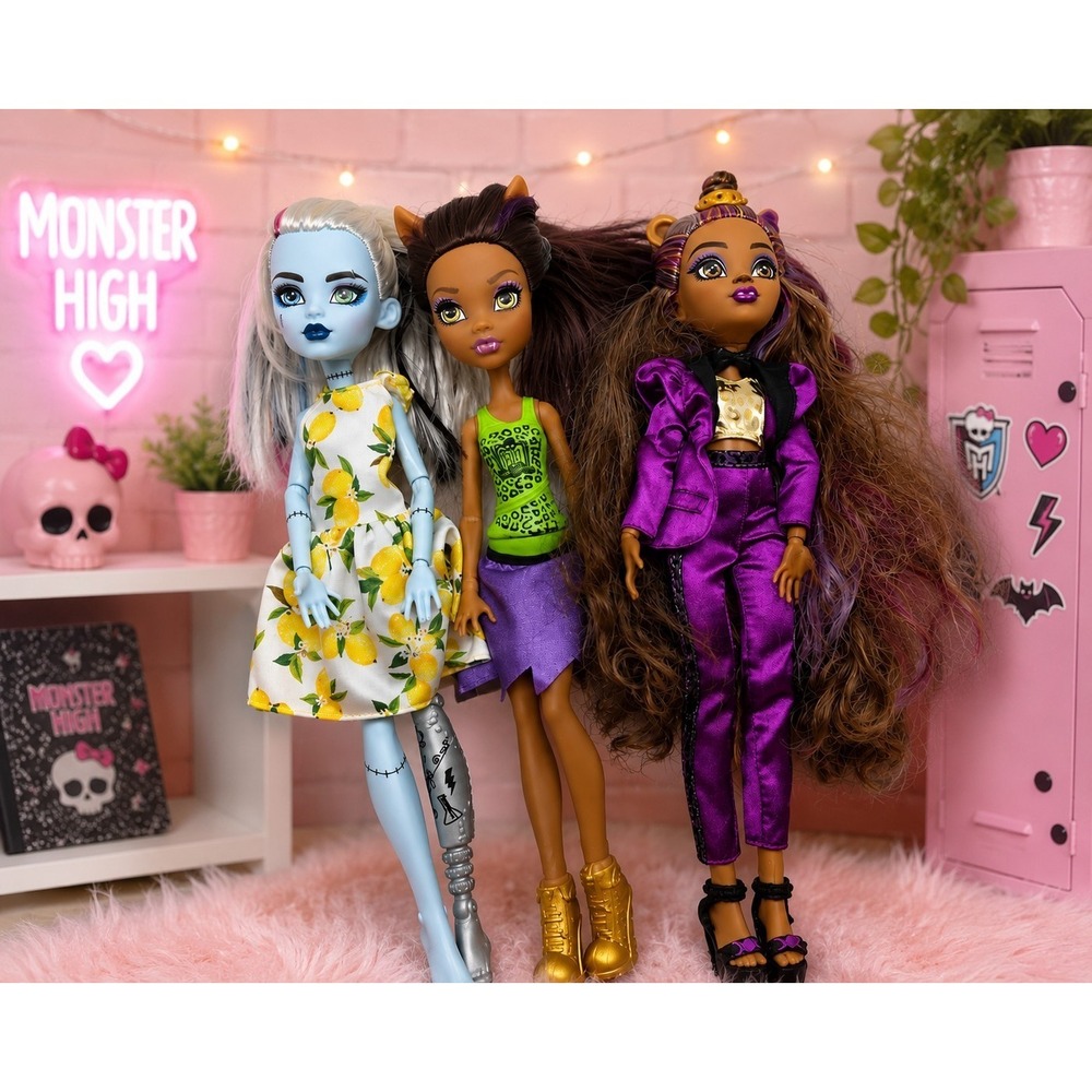 Monster High‎ Doll Lot of 3 Clawdeen Wolf Frankie Stein & Cedar Wood Mattel